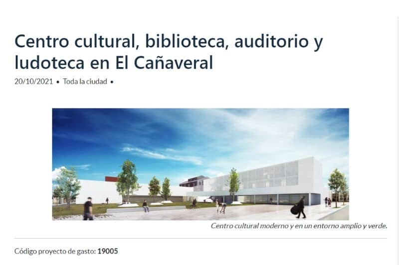 Proyecto en Decide Madrid para la construcción de un centro cultural en El Cañaveral (fuente: Ayuntamiento de Madrid).