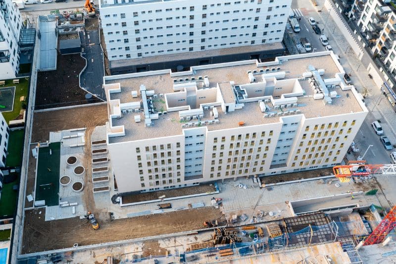 Vista aérea de la promoción Cañaveral 1 de la Empresa Municipal de la Vivienda y Suelo de Madrid (fuente: EMVS).
