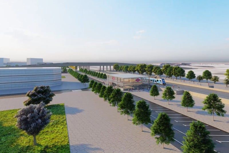 Infografía hipotética de la futura estación de Metro de Ahijones-Berrocales (fuente: Junta de Compensación de Los Ahijones).