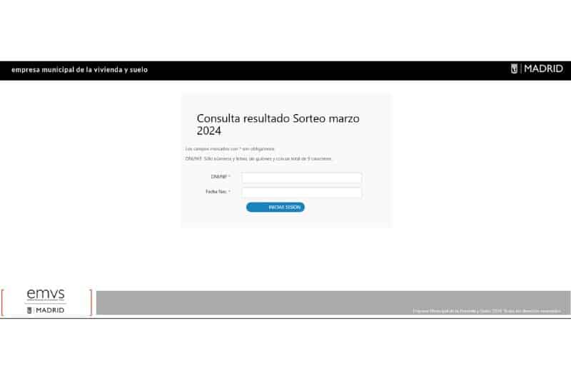 Web de información a adjudicatarios de vivienda de la Empresa Municipal de la Vivienda y el Suelo de Madrid (fuente: EMVS).