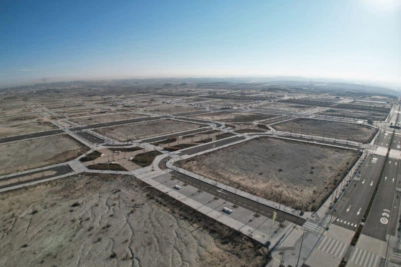 Obras de urbanización de una de las supermanzanas del desarrollo de Los Berrocales (fuente: Junta de Compensación de Los Berrocales).