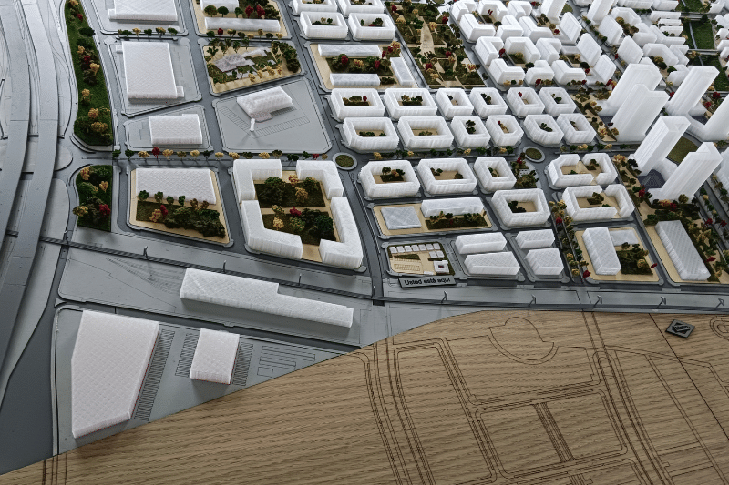 Detalle de maqueta de la primera etapa de urbanización de Los Ahijones (fuente: Nuevo Sureste).