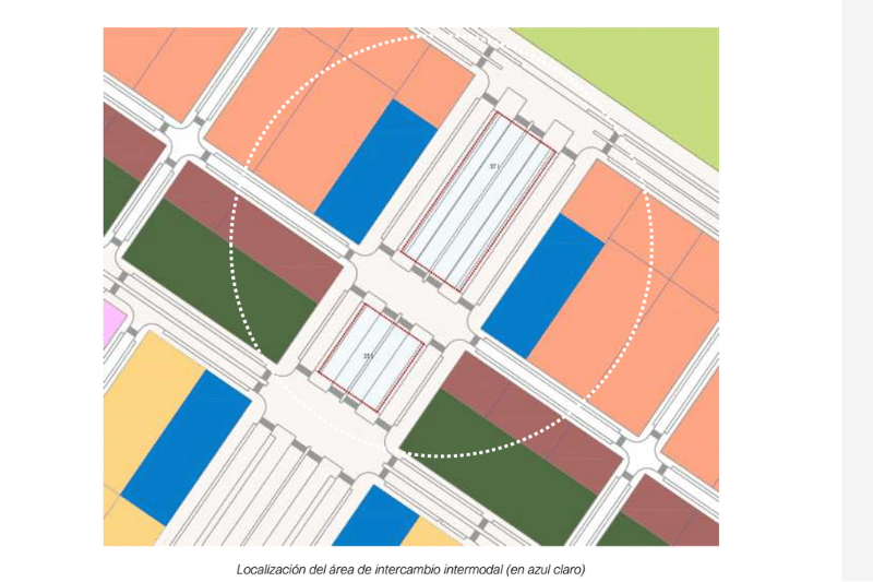 Detalle de plano de ubicación de la futura área intermodal de transportes de El Cañaveral (fuente: Junta de Compensación de El Cañaveral)