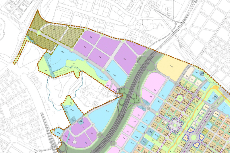 Detalle de plano de calificación parcelaria actual de la zona industrial de Los Berrocales (Fuente Ayuntamiento de Madrid)