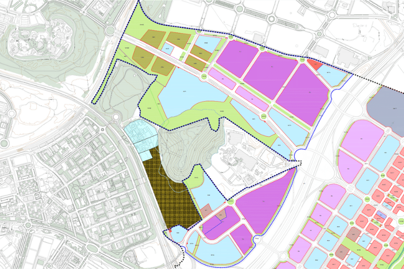 Propuesta de calificación de zona dentro de la ordenación pormenorizada de las zonas industriales de Los Berrocales (fuente Junta de Compensación de Los Berrocales)