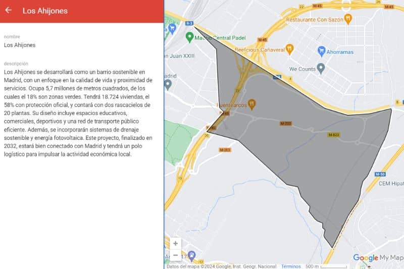 Mapa interactivo Los Ahijones (fuente: Nuevo Sureste)