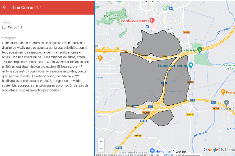 Mapa interactivo de Los Cerros (fuente: Nuevo Sureste)
