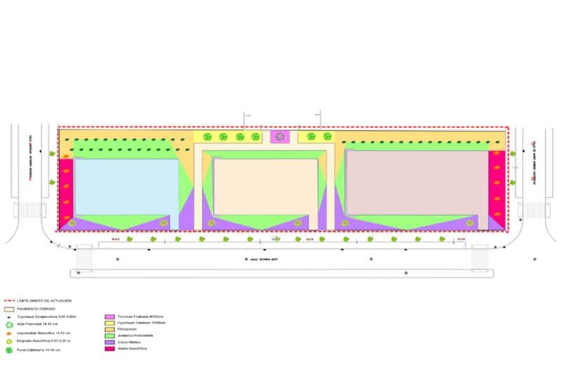 Plano de la intervención en la segunda fase de obras de la instalación deportiva básica de El Cañaveral (fuente: Ayuntamiento de Madrid)
