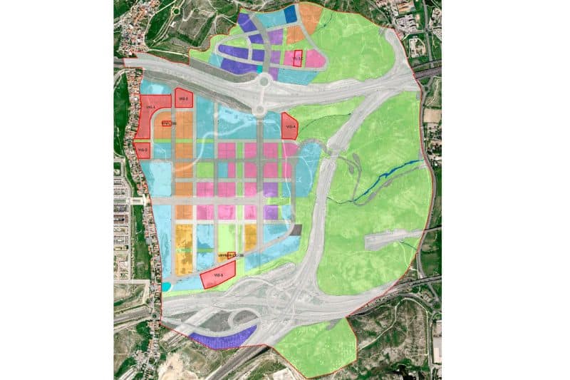 Plano de parcelas para viviendas de la Comunidad Madrid en Los Cerros (fuente: Junta de Compensación de Los Cerros)