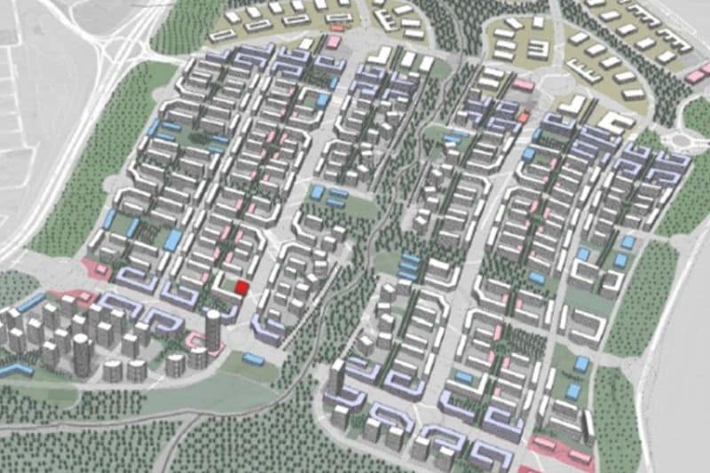 Detalle de infografía de la Nueva Centralidad del Este que muestra la futura avenida forestal del ámbito (fuente Comisión Gestora de la Nueva Centralidad del Este)