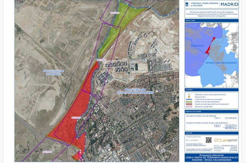 Plano de propuesta de cambio de lindes entre Madrid y Rivas Vaciamadrid (fuente: Ayuntamiento de Madrid)