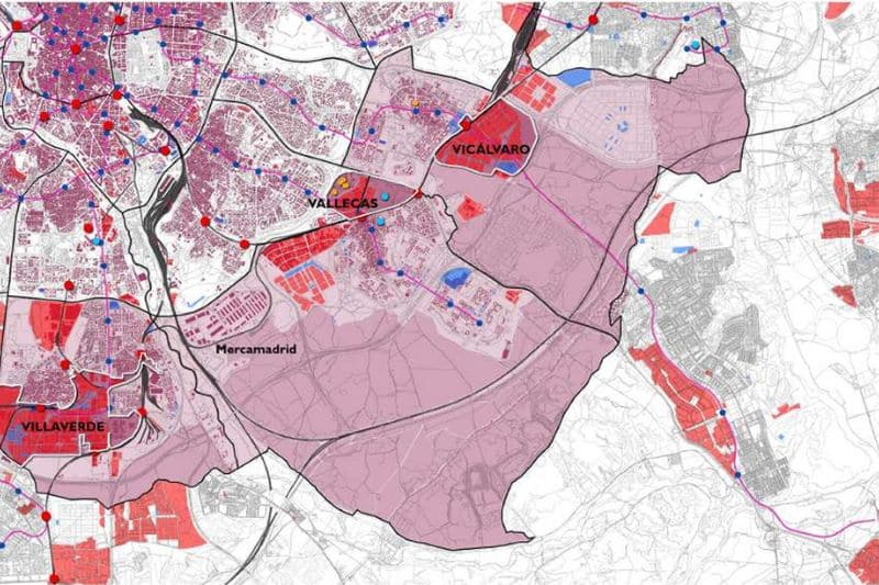 Plano del eje logístico de la A-3, según el Plan estratégico para la actividad económica del Ayuntamiento de Madrid de 2022 (fuente: Ayuntamiento de Madrid)