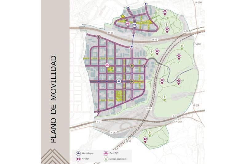 Plano de movilidad de Los Cerros (fuente: Junta de Compensación de Los Cerros)