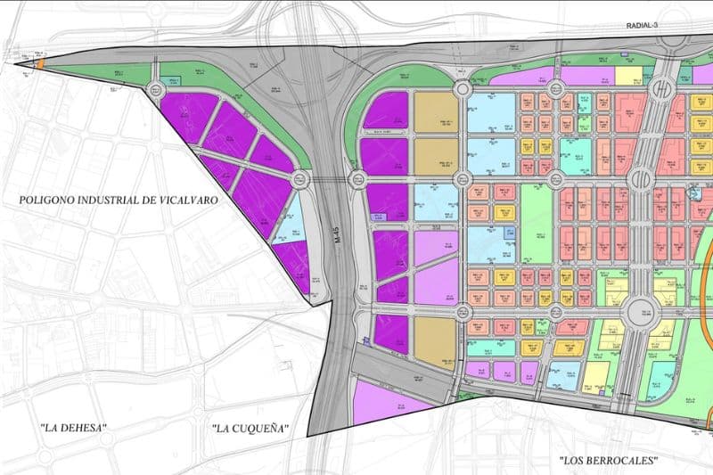 Detalle de plano de Los Ahijones que muestra el parcelario de las etapas 3 y 4 del desarrollo de Los Ahijones (fuente: Ayuntamiento de Madrid)