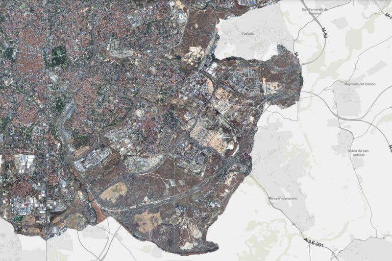 Imagen por satélite tomada en verano de 2024 que muestra los desarrollos del sureste (fuente: Ayuntamiento de Madrid)