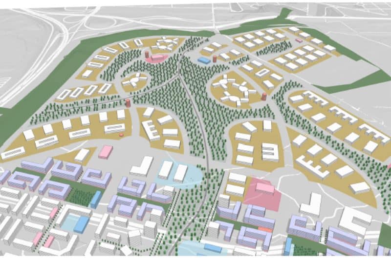 Infografía hipotética del Campus Tecnológico de la Nueva Centralidad del Este (fuente: Marco 14 Arquitectos)