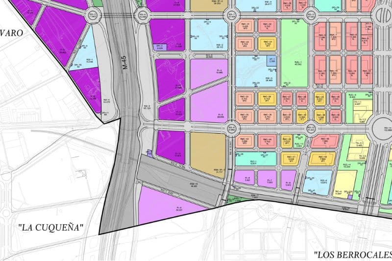 Fragmento de plano parcelario de Los Ahijones que muestra la parcela regional donde se construirá vivienda del Plan Vive (fuente: Ayuntamiento de Madrid)